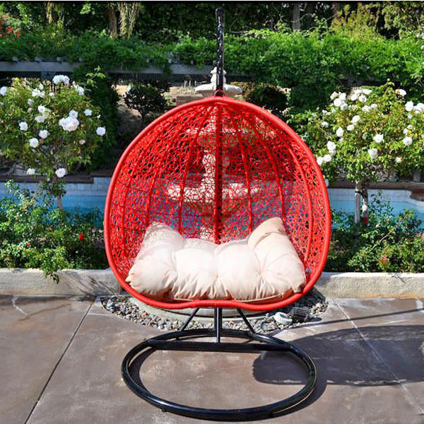 Outdoor Wicker - Swing With Stand - Pomegranate