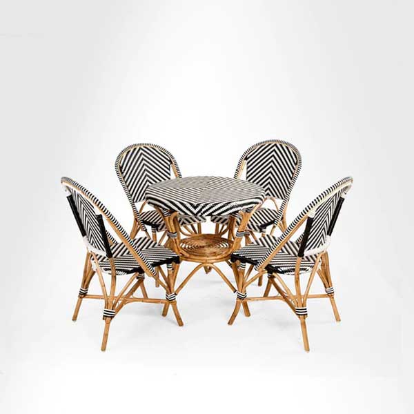Classic French Bistro Cane & Wicker Furniture Coffee Set - Tonga Prime