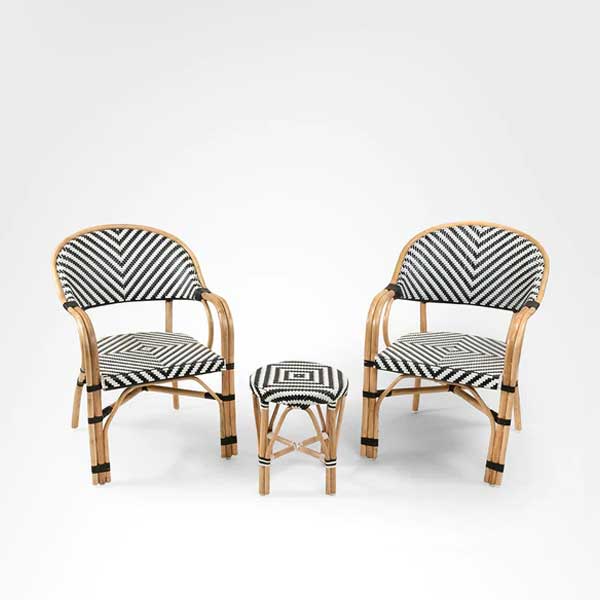 Classic French Bistro Cane & Wicker Furnitue Coffee Chair - Droshky