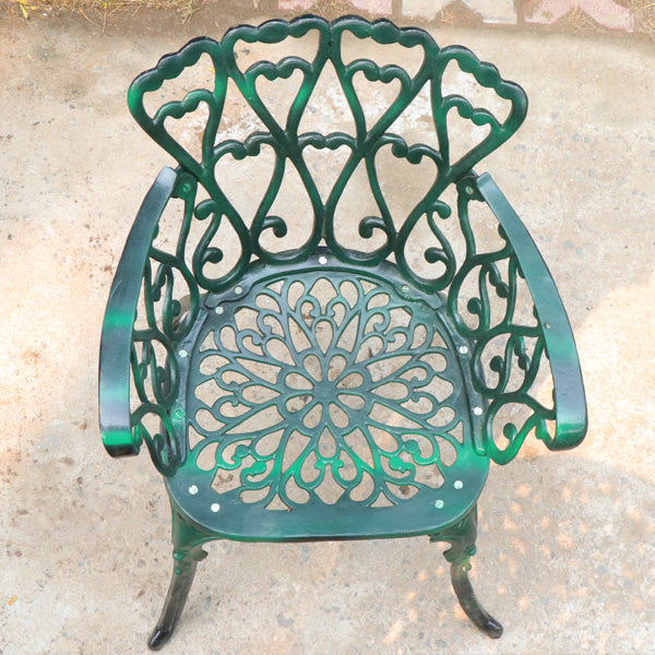 Cast Alluminum Outdoor Furniture - Garden Set Heart White Green Black- Amira