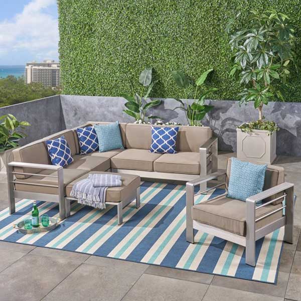 Outdoor Wood & Aluminum - Sofa Set - Azerba