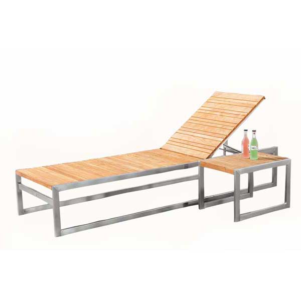 Outdoor Wood & Steel Sun Lounger - Longhi Next