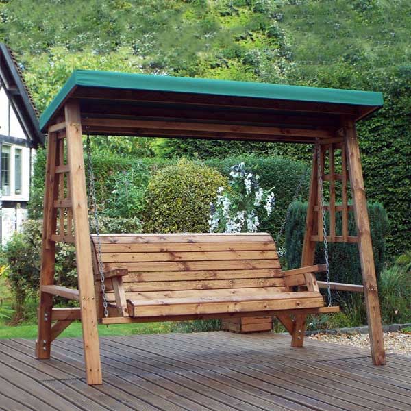 Outdoor Wooden Two Seater Swing - Raven 