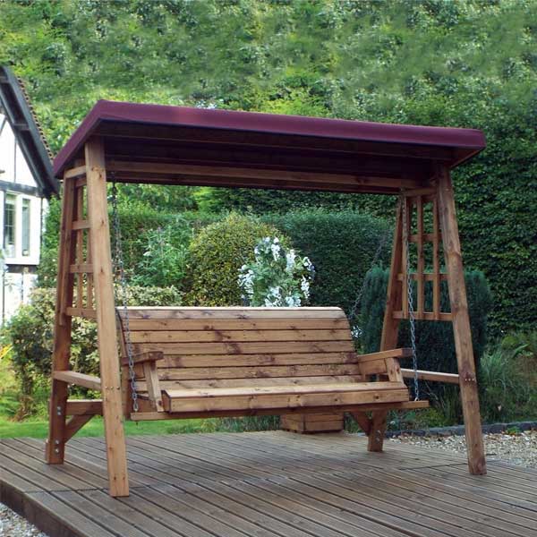 Outdoor Wooden Two Seater Swing - Raven