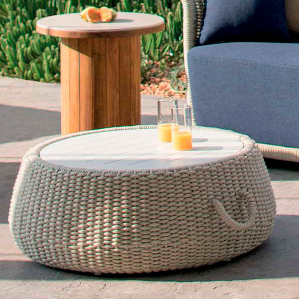 Outdoor patio Braid and Rope Puff Stool Foot-On  - Atmosphere