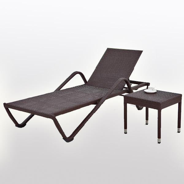 Outdoor Wicker - Sun Lounger & Table - Pool