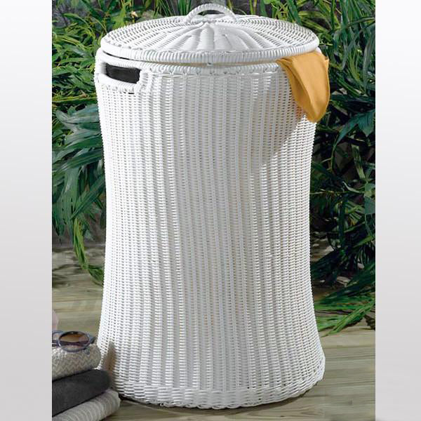 Outdoor Wicker Laundry Basket - Circle