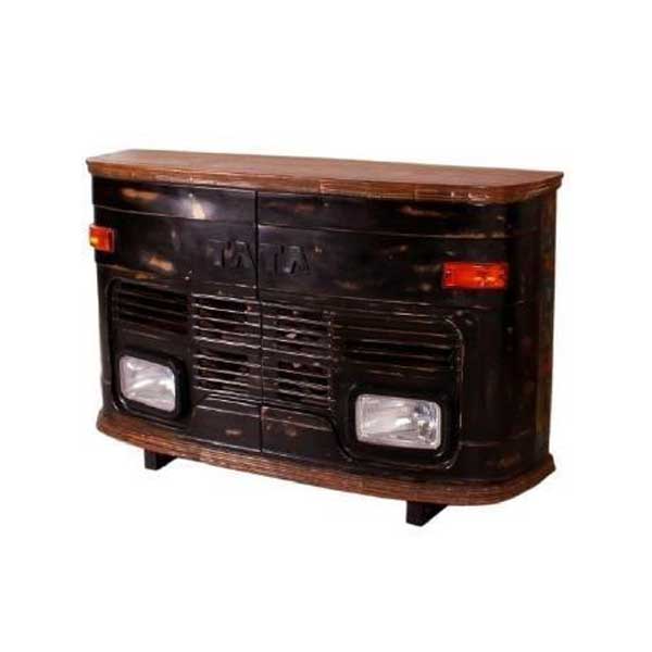 Antique Rustic Automobile Furniture - Ambassador Truck Bar Table - Tata Black
