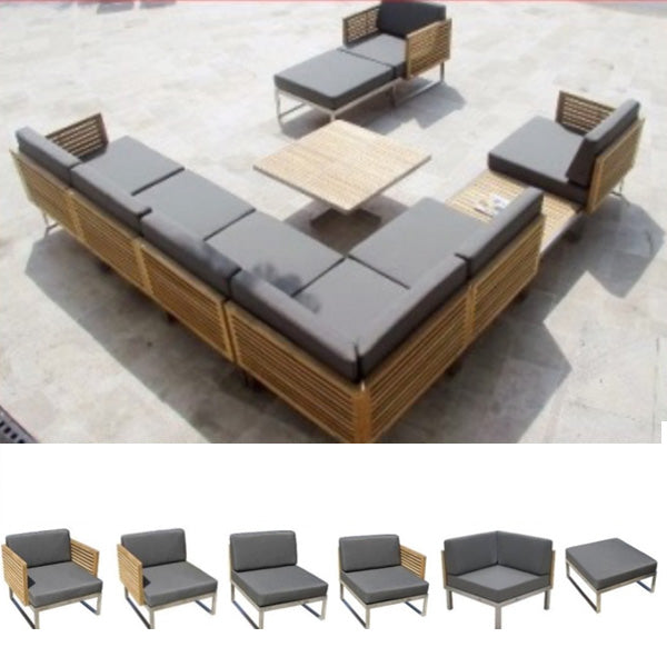 Outdoor Wood & Steel - Sofa Set - Black Cherry